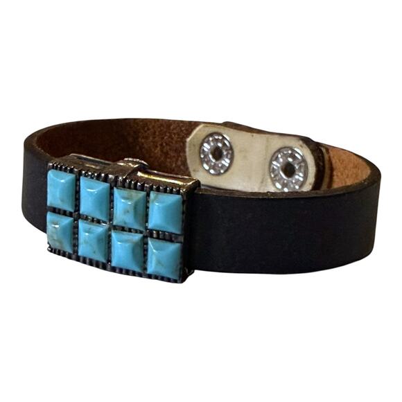 Rustic Turquoise Leather Bracelet: Boho Cowgirl Jewelry - Etsy Artisan 925 Silver Turquoise Leather Bracelet Women Boho Southwestern Cowgirl 8”
